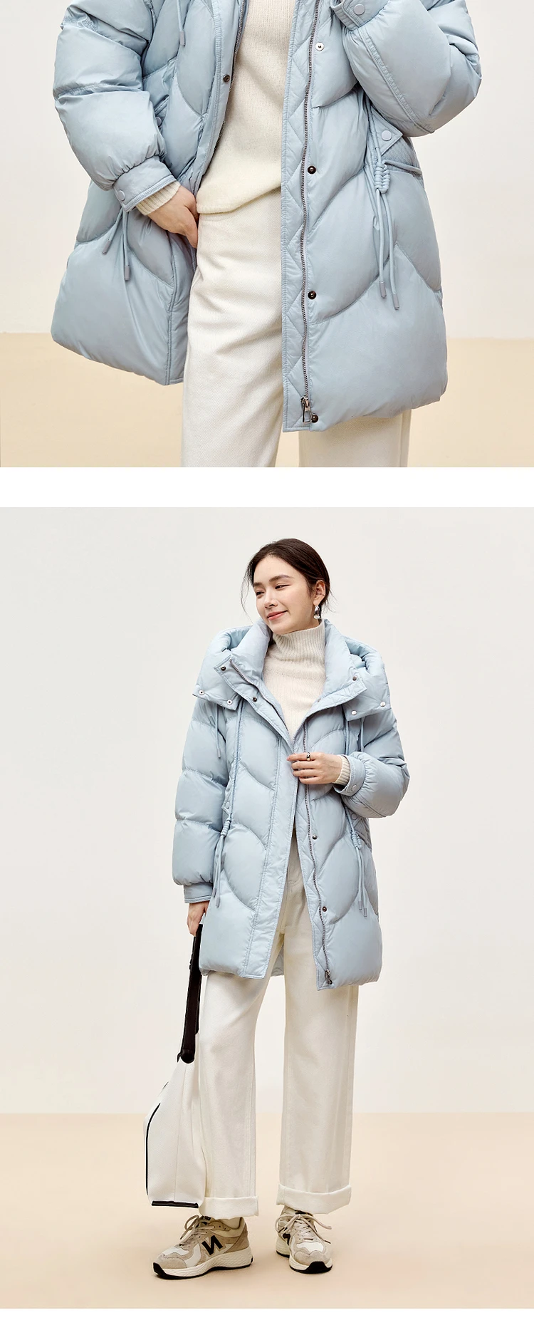 SENTUBILA 90% White Duck Down Coat Women 2024 Winter Thick Stand Neck Long Down Coat Puffer Jacket Women Outerwear W44Y56274