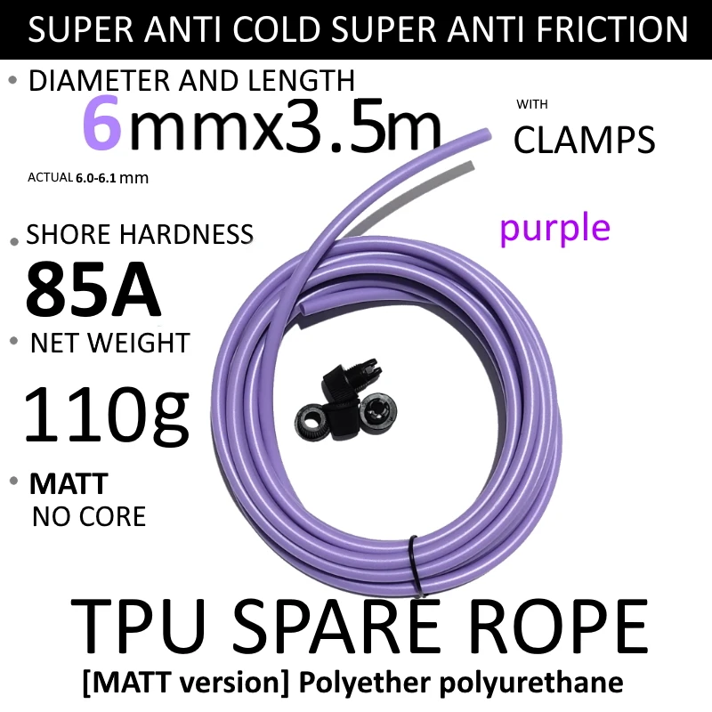 NEVERTOOLATE TPU spare rope accessories backup with clamps change rope jump rope diy anti cold low temperature winter not hard 5