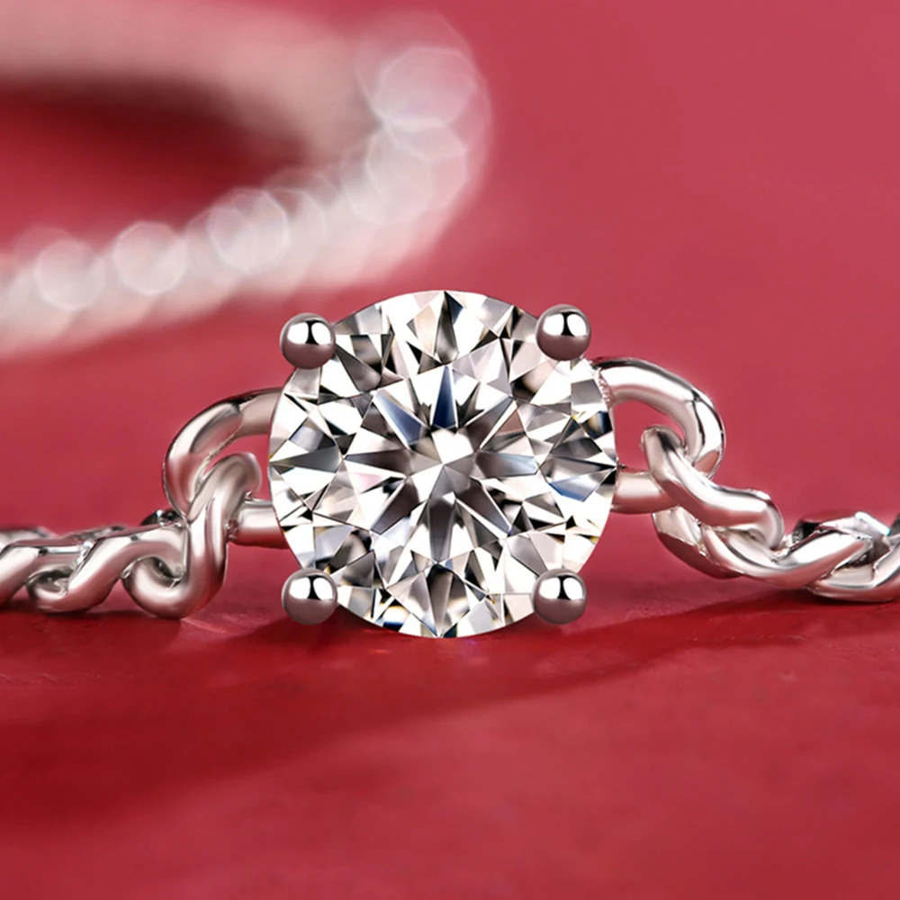 Bracciale Moissanite Donna Con Zirconia - Placcato Argento, Taglio Rotondo, Catena Regolabile - Gioiello Ipoallergenico Senza Nichel - 5