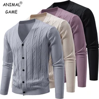 Men's Long Sleeve Cardigan Sweater Cable Knit V Neck Button Up Sweaters Ribbed Cardigan Sweater Lightweight Solid Color Outwear