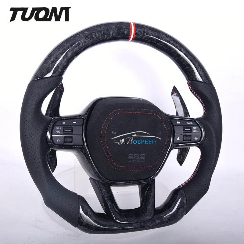 

Forged Carbon Fiber Black Perforated Leather Steering Wheel Custom For Honda Accord Civic