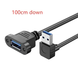 USB 3.0 Right - Angle Extension Cable with Panel Mount and Secure Lock Connector (USB3.0 - 100cm - D)