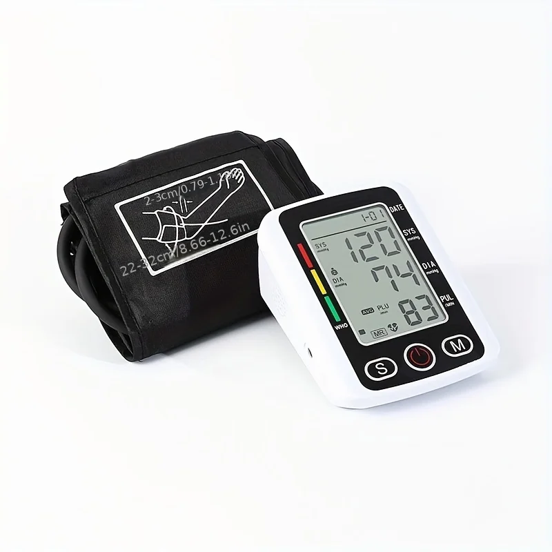 Blood Pressure Monitor LCD Pressure Sensor Automatic Tonometer Digital Tensiometer LED Display Cuff Heart