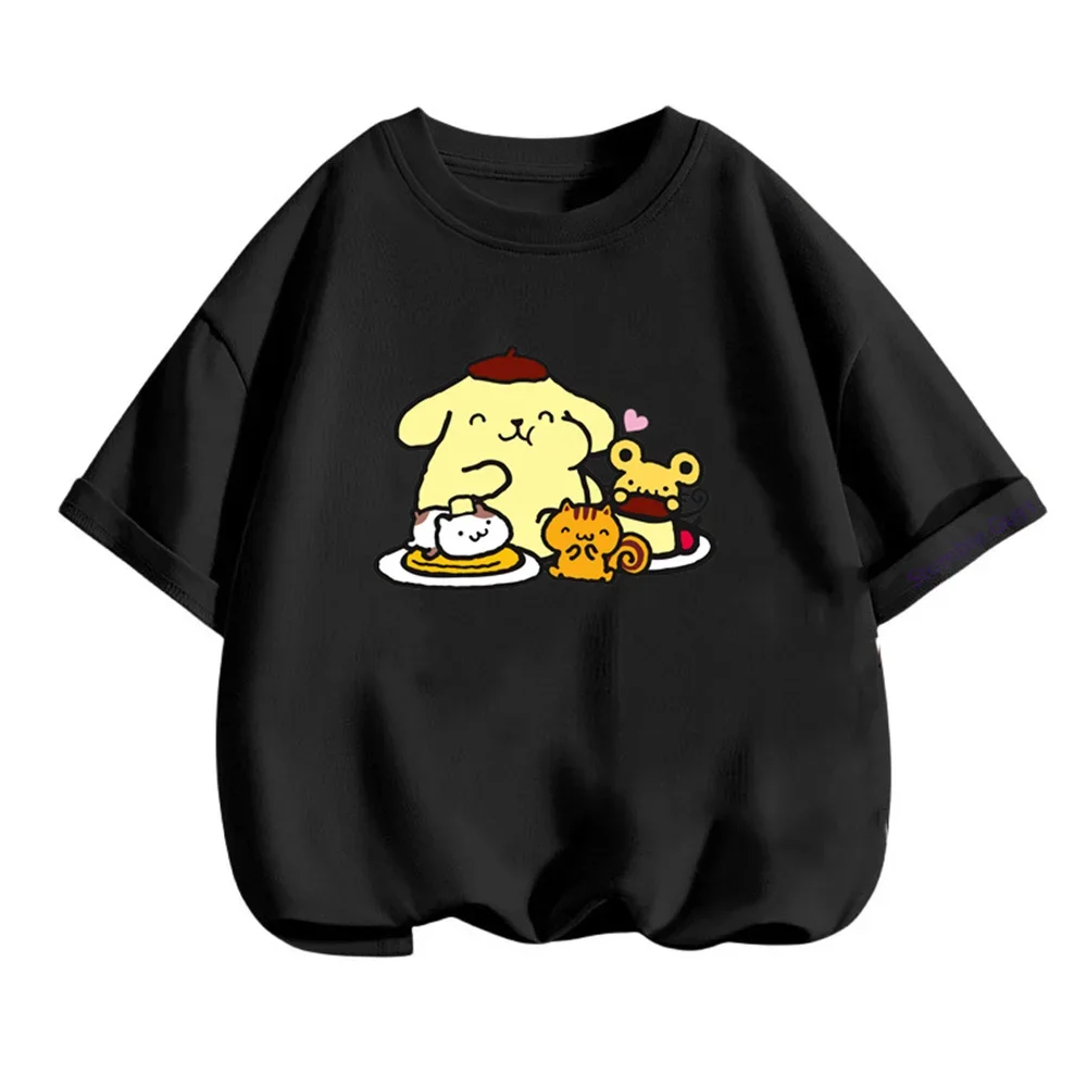 Pom Pom Purin Tshirt Set Kids Cartoon Casual Summer Teen Short-sleeved Girls T-shirt Men Clothes Boys Hello Kitty Clothing 2
