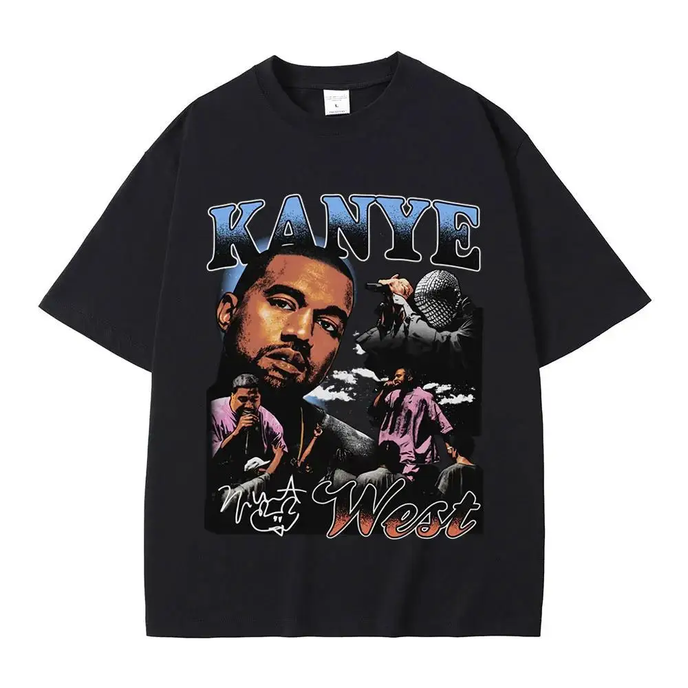 

Rapper Kanye West Graphic T-shirt Men's Fashion Vintage Short sleeve summer New casual loose cotton T-shirt hip hop street wear