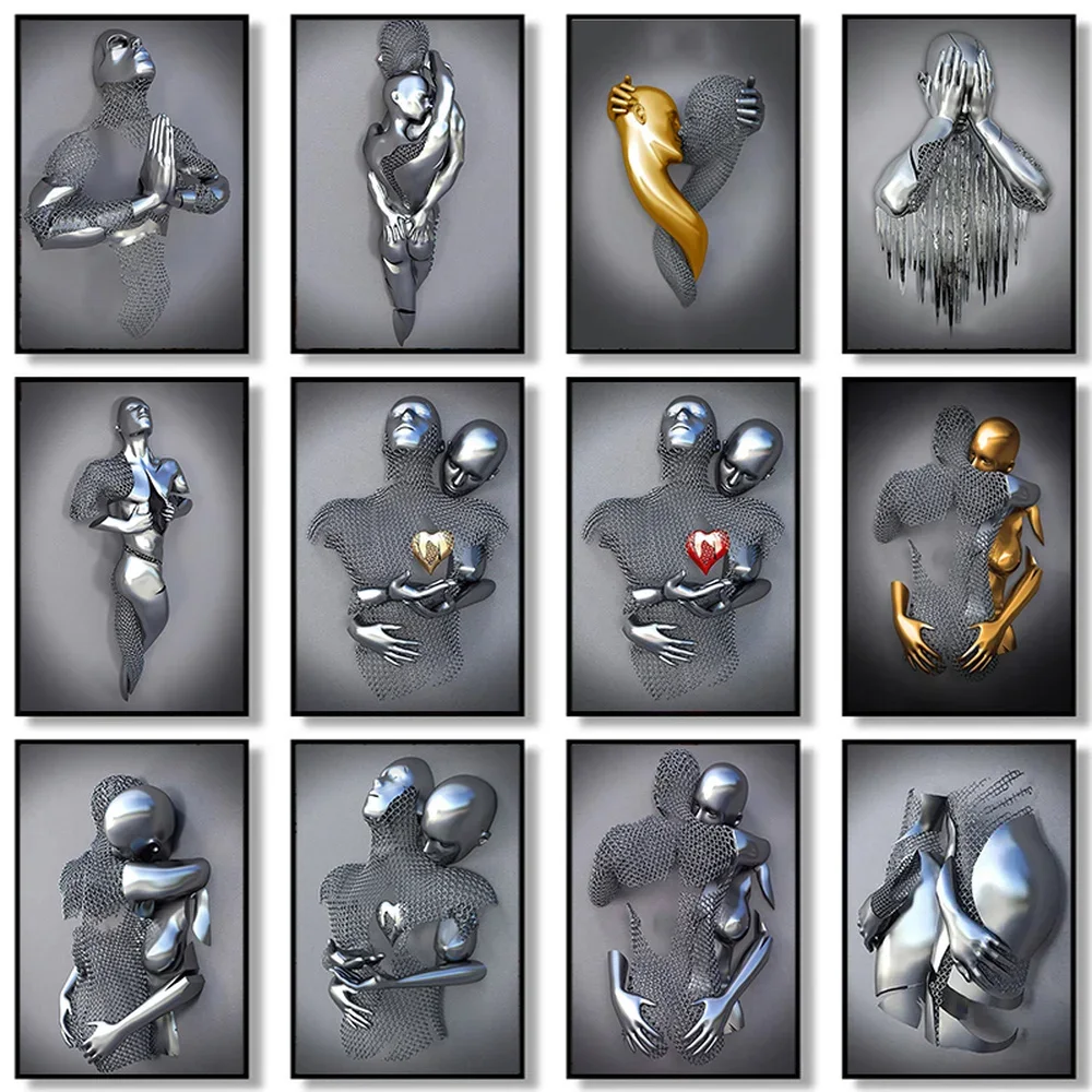 MetalFigureStatuePostersPrintModernLoversSculptureCanvasPaintingWallArtWallPicturesforRoomHomeDecoration-AliExpress15