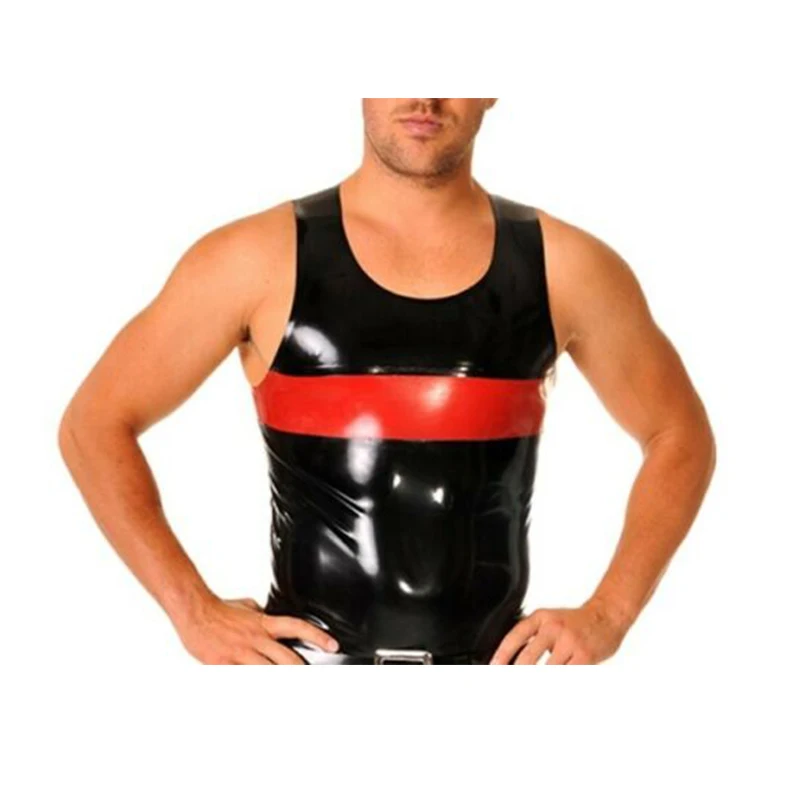 

Latex Vest Gummi Sleeveless Shirt Front Wide Trims Gogo Unique Cool XS-XXXL .4mm