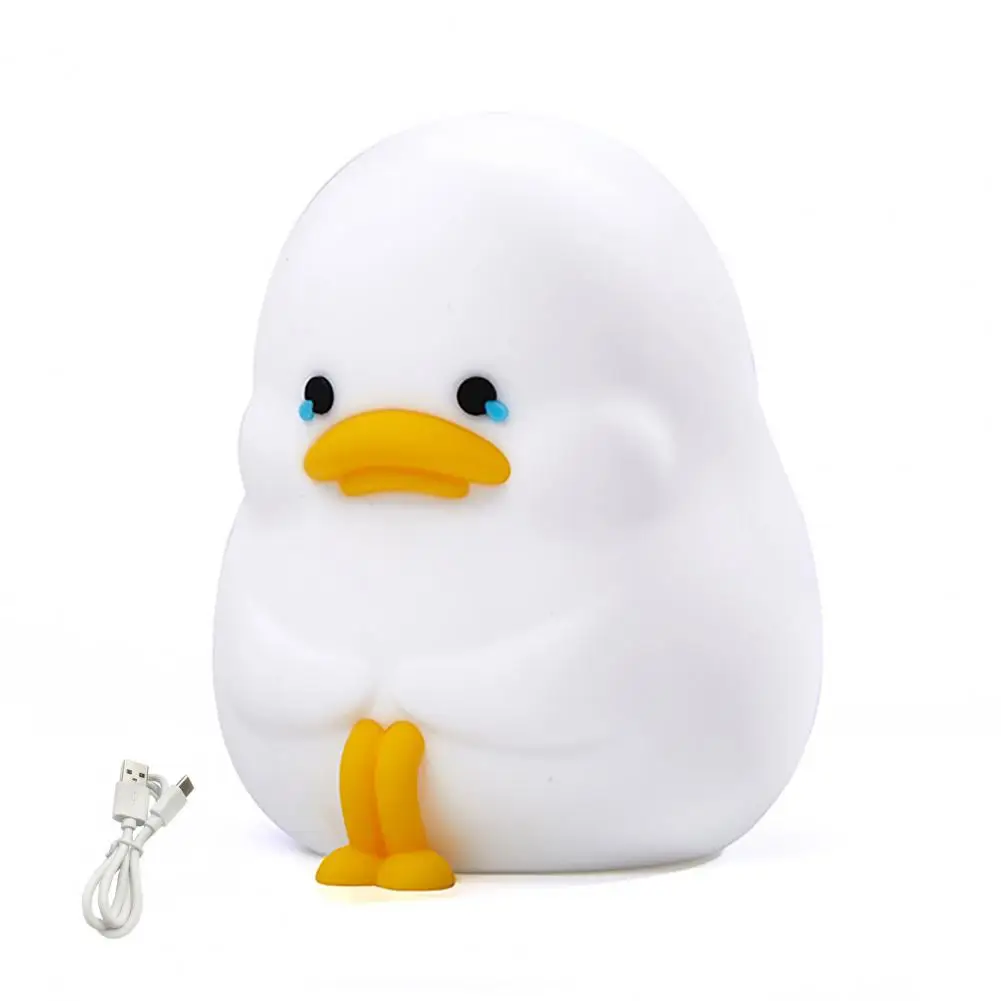 

Cartoon Duck Night Lamp Adorable Appearance Brightness Adjustable Color Charging Bedside Lamp Desktop Ornament