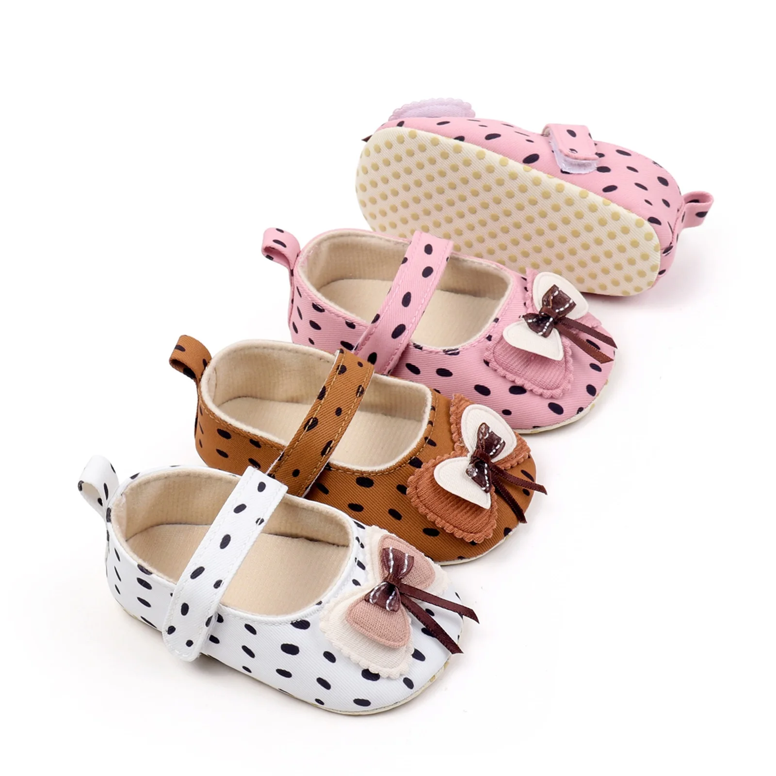 BeQeuewll Cute Baby Girls Shoes Mary Jane Flats Crib Shoes Princess Bowknot Toddler Dress Hook and Loop First Walker