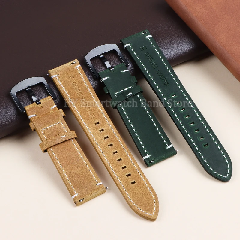 Elegant Leather Quick Release Watch Band - Versatile Fit & Sporty Design