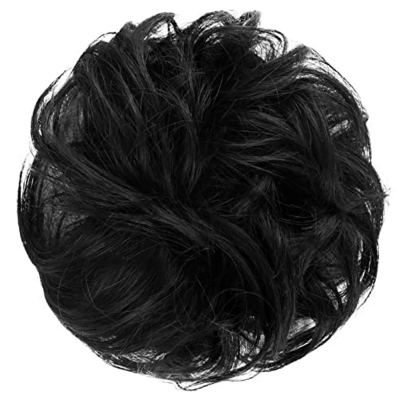 Human Hair Messy Round Knots 100% Human Hair Knots Extensions Curly Hairbands for Girls
