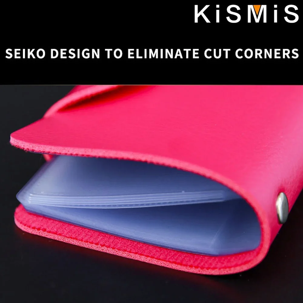 PU Leather 24-Slot Card Case Business Card Passport Holder 10.5x7.5x2cm Organizes 24 Cards