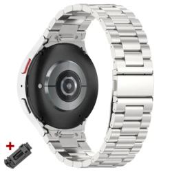 Titanium Color No Gaps Quick Fit Metal Watch Band Strap for Galaxy watch 4 44mm (Silver)