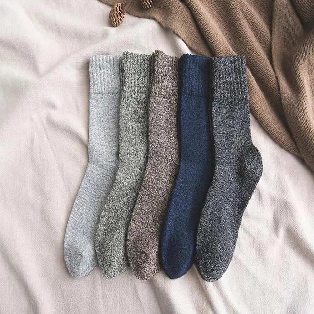 

5 Pairs Thermal Stockings Warm Sock High Ankle Socks Winter Soft Mens for