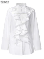 ZANZEA femmes élégantes Blouse volants hauts mode chemises à manches longues volants Blusas élégant OL chemise de travail femme Blouses blanches 3