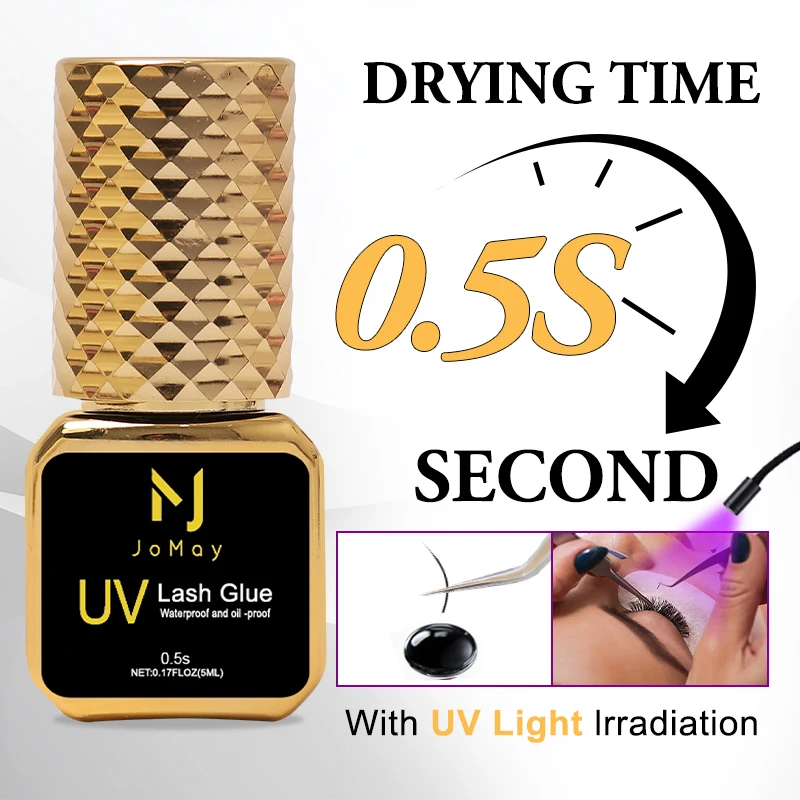 JOMAY 0.5Sec Eyelash Extension Glue Black Fast Dry UV Lashes Glue Black Eyelash Glue Lash Remover For UV Eyelash Extension 1