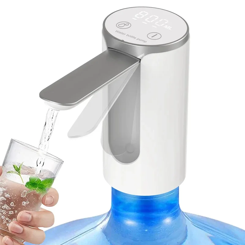 B89B-LED Display Water Bottle Pump Foldable Electric 1200Mah Rechargeable Automatic Stop Touch Button 3 Quantitative Settings