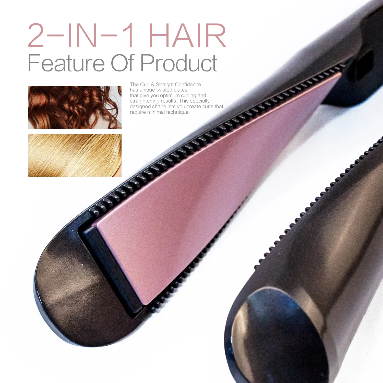 Hair Straightener Curler Iron 2 In 1 Pro Twist Hair Straightener And Curler Spiral Wave Curling Gold Titanium Flat Iron Straightening Curling Styling Tool