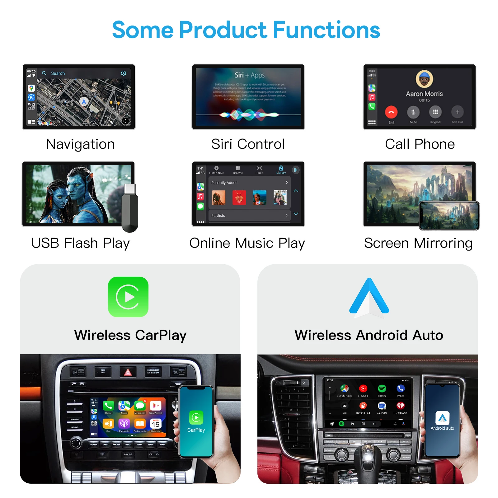 2026 무선 CarPlay & 안드로이드 오토 스마트 멀티미디어 비디오 인터페이스 (CDR31 7인치 스크린 카이엔 파나메라 마칸 박스터용)