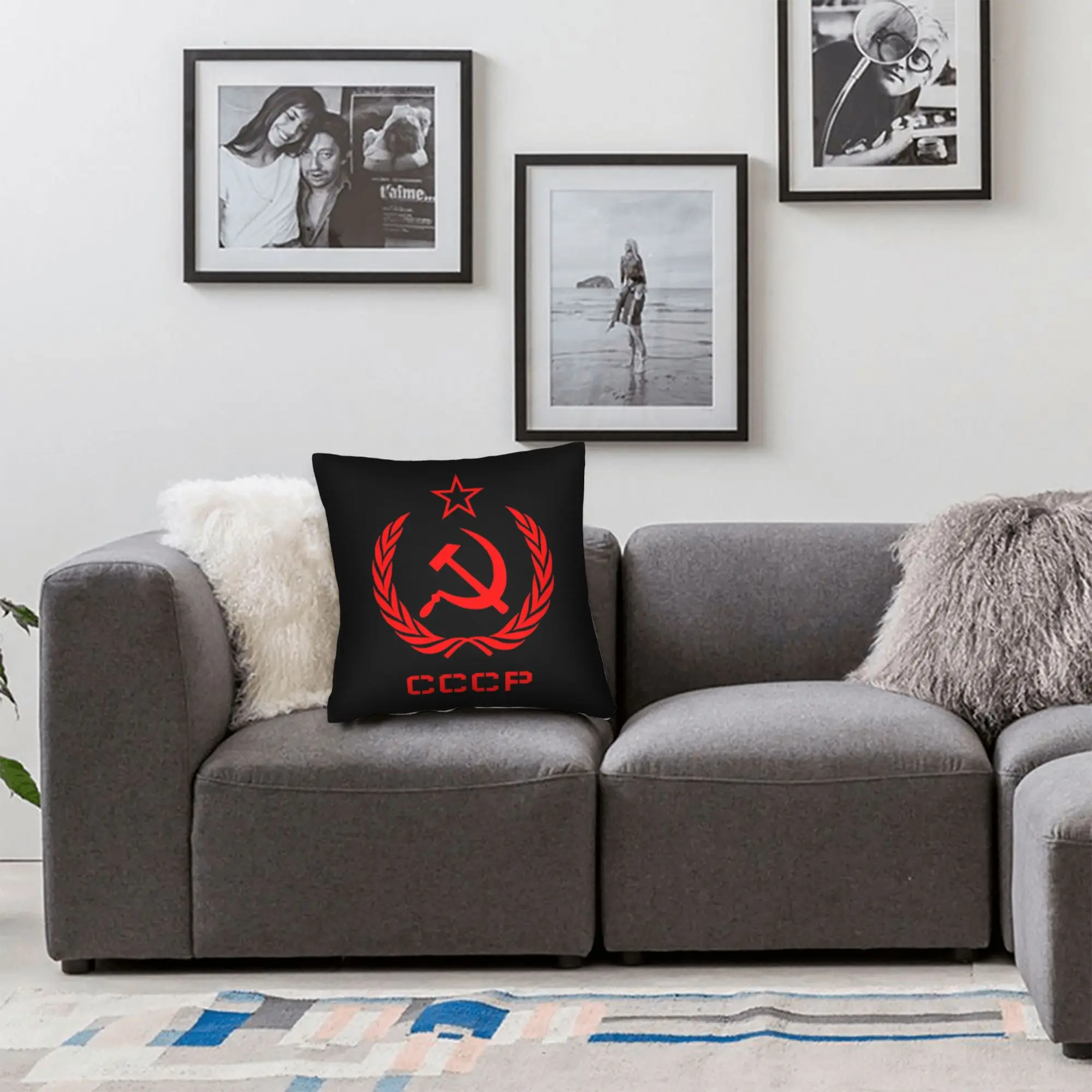 Elegant Soviet-Inspired Pillow Cover - Modern Home Decor Cushion Cover and Gift Idea