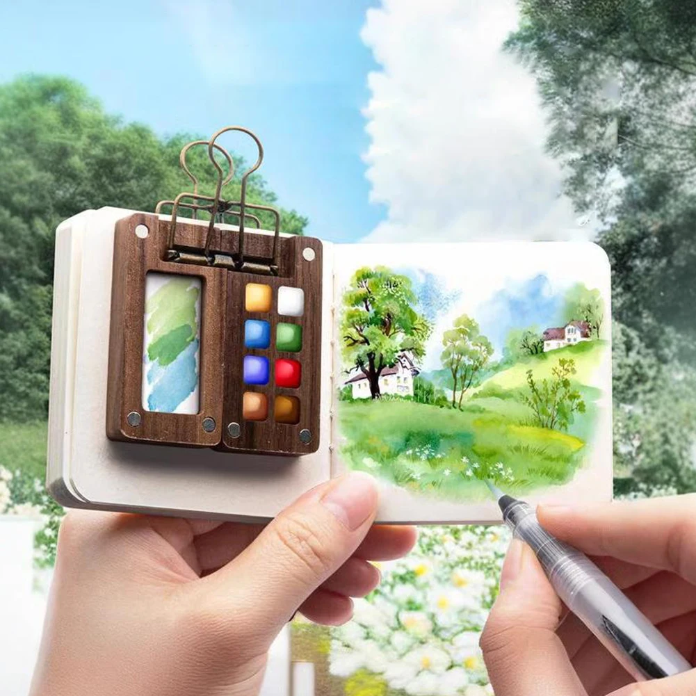 Portable 8/15-color Watercolor Paint Box Set Mini Palette Watercolor Paint Packaging for Students Travel Sketching Art Supplies 3