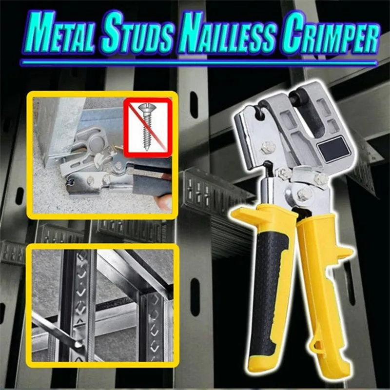 Metal Stud Crimper Aluminum Alloy Ceiling Punching Pliers Plaster Drywall Tools For Fastening Metal Double Handed Keel Pliers