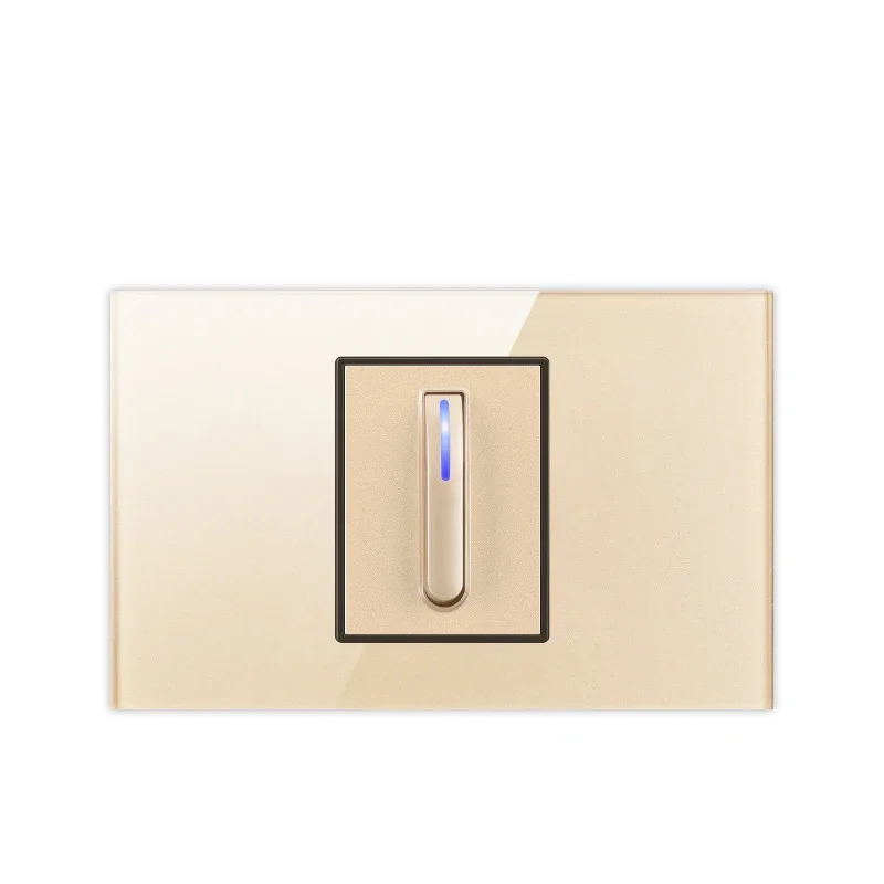 

118 Type Piano Key Golden Tempered Glass Fashionable Switch Socket American British European Standard Universal Socket