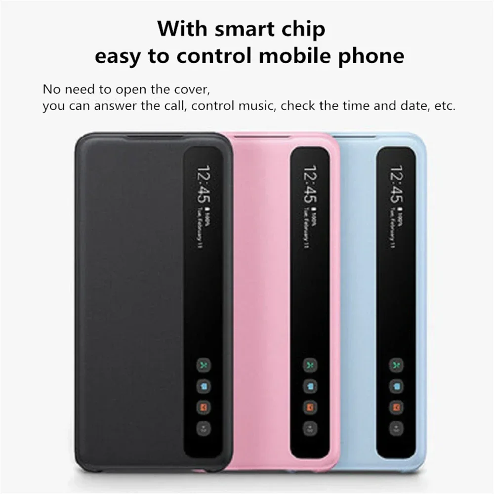 Window View Clear Intelligent Flip Cover For Samsung Galaxy S20 Plus S20+ S20 Ultra S20 5G Flip-free Smart Chip Leather Cases
