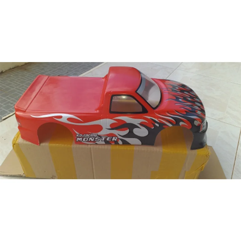 1/10 RC 자동차 T-10 PVC 페인트 바디 1/10 RC 자동차 픽업 트럭 폭 205mm 휠베이스 255mm, 레드