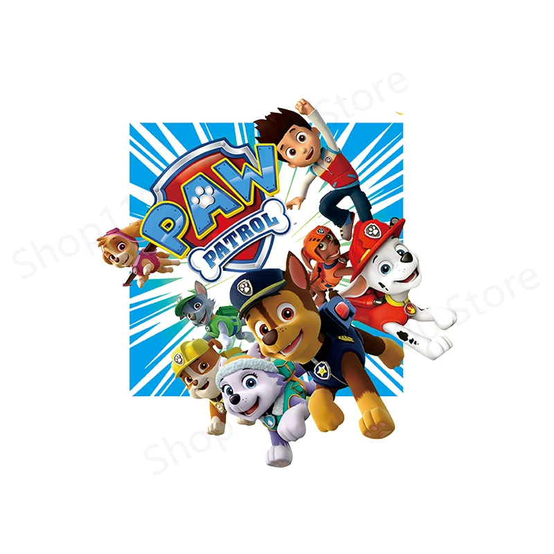 Paw Patrol Patch Iron on Patches for Clothing Heat Transfer Patches Dog Animal Stickers on Kids T-shirt DIY Custom Decor Gift