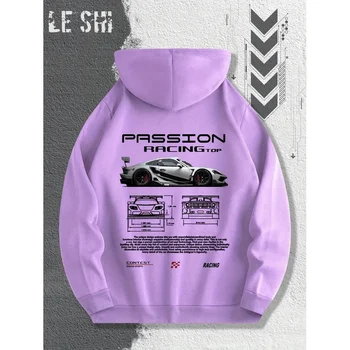 2025 هوديي عالي الجودة بنمط سباق العاطفة للرجال والنساء، قميص رياضي فضفاض عصري كلاسيكي 5