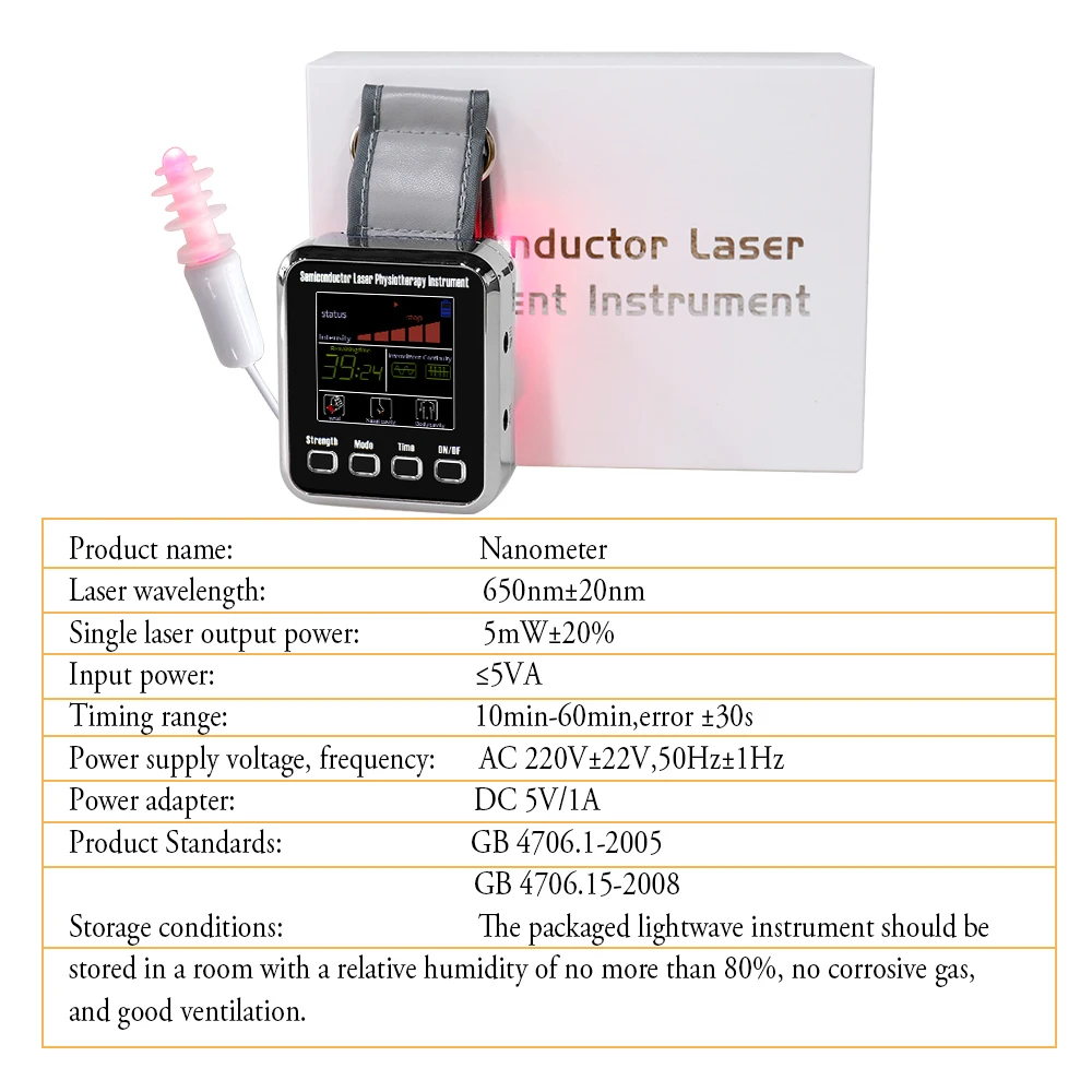 Laser Therapy Blood Irradiation Acupuncture Watch with 12-Hole Design and 650nm Technology
