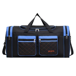 Men's Versatile Travel Luggage Bag - Spacious Multi - Pocket, Foldable with Secure Zipper Closure, Perfect for Trips and Sports Essentials (Blue)