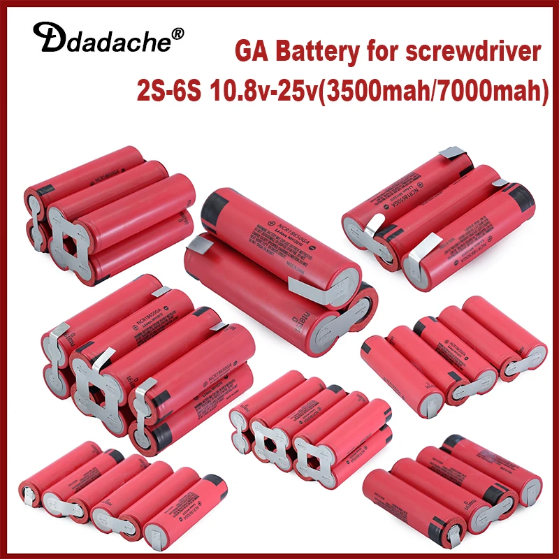 

18650 GA 3500mAh 7000mAh 20amps 3S 4S 5S 6S 8S 7.4V 12.6V 14.8V 18V 25.2V 29.6V for Screwdriver Batteries Weld Battery Pack