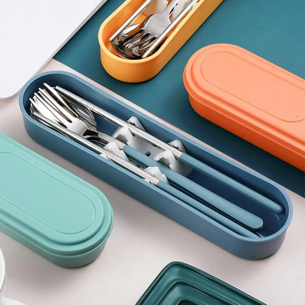 Couverts de voyage portables avec boîte en acier inoxydable, cuillère  fourchette couteau à baguettes vaisselle de table, accessoires de cuisine  couvert lunch box - AliExpress