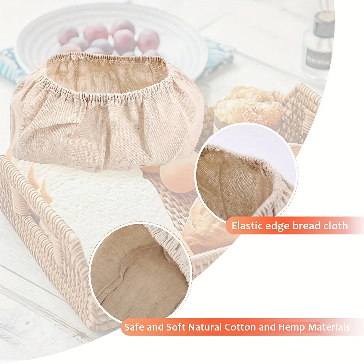 Kitchen Tool Oval/Round Bread Fermentation Basket Cloth Lining Dough Basket Cover Home Bread Dough Fermentation Baking Tools 1Pc