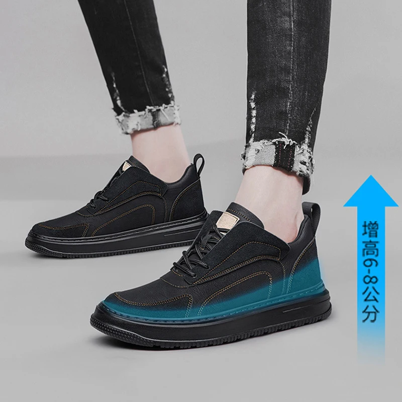 Men's New Invisible Height Increasing Shoes 8cm Breathable Trendy Sports Shoes British Casual Sneakers Comfort Large Size 36-47