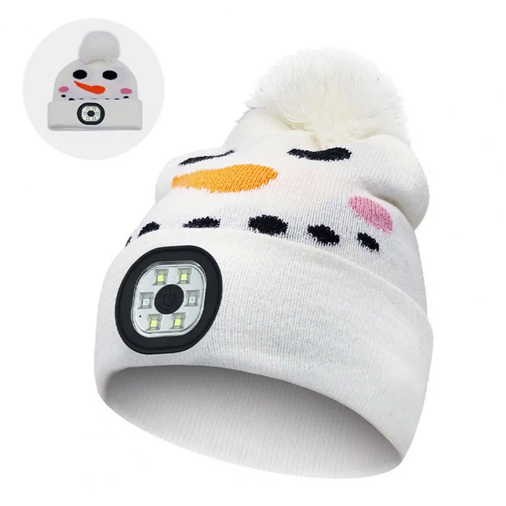 Children Winter Cap Super Soft Acrylic Blend Children's Knitted Hat with Removable Led Light Adjustable Brightness for Quick