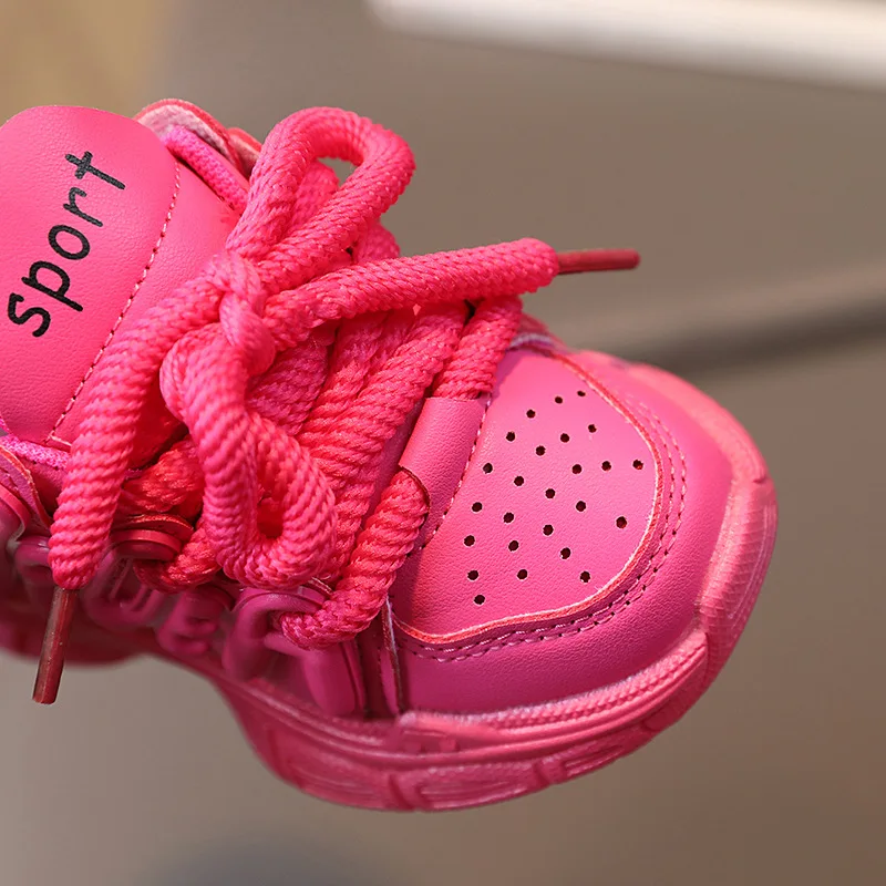 Girls Sneakers 2024 Spring Autumn Kids Casual Sport Shoes For Girl Hot Pink Color Children Soft Breathable Running Shoes 4