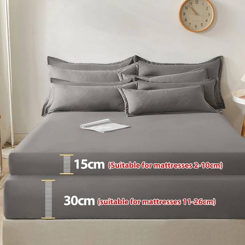 Cotton Fitted Sheet With Elastic Bands Non Slip Adjustable Mattress Covers For Single Double King Queen Bed Cover 140/160/200CM 2