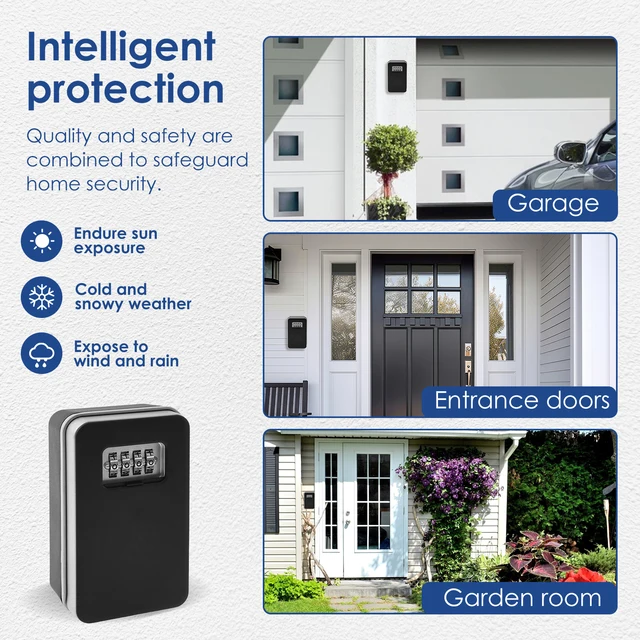 Wall Mounted Key Lock Box Weatherproof Combination Key Box with Code Portable Key Organizer for Indoor Outdoor Home Office 2