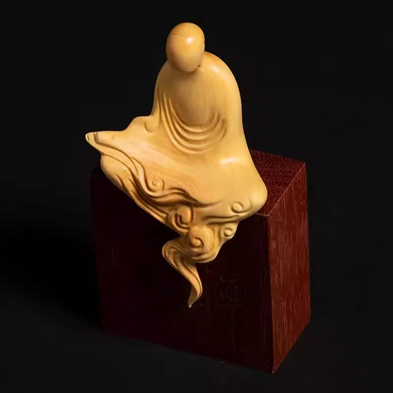 Huangyang wood ,Chinese Zen style, formless Buddha,carving crafts, creative solid wood, exquisite Buddha statue ornaments