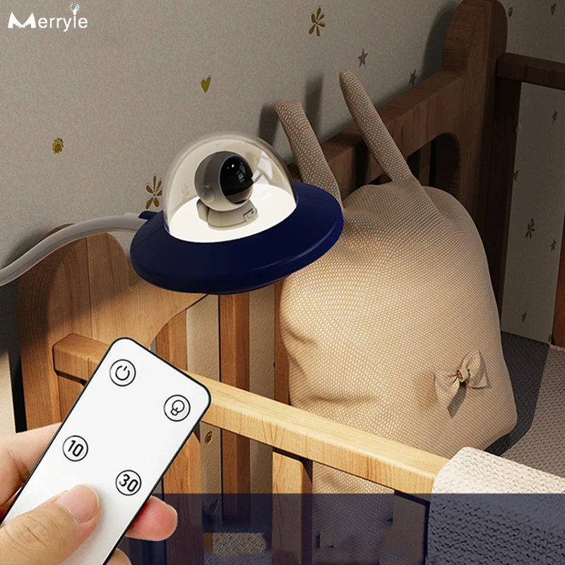 

Creative UFO Night Light Decor Baby Children Kids' Room Astronaut Remote Control LED Night Lamp for Office Book Reading Studying