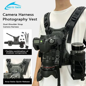 Gilet per Fotografia a Doppia Fotocamera con Doppia Tracolla e Supporto per Alleviare il Peso, Compatibile con il Sistema di Sgancio Rapido Arca-Swiss