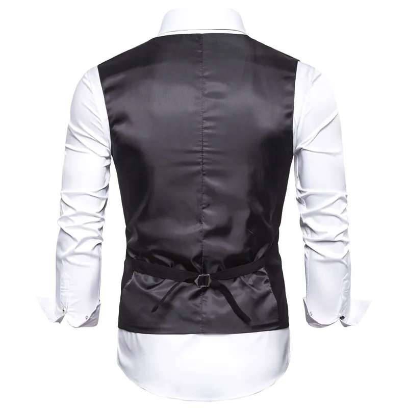 Slim Fit Men's Business Suit Vest Wedding Formal Slim Blazer V-neck Waistcoat Vest