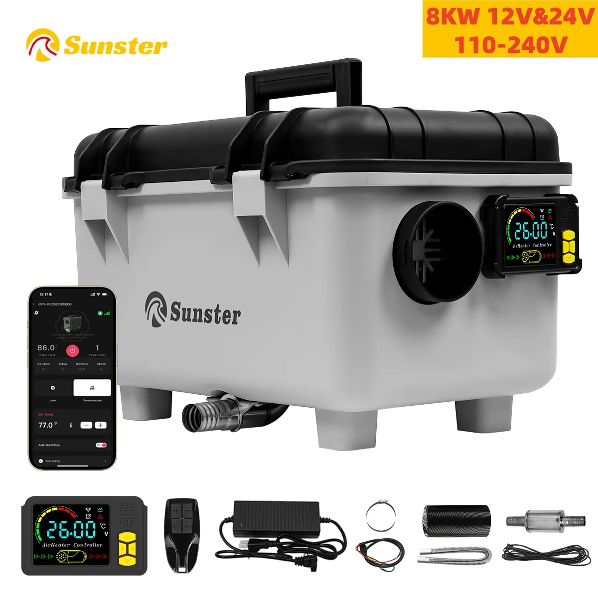 8KWツールボックスディーゼルエアヒーター一体型 12V/24V 110-240V