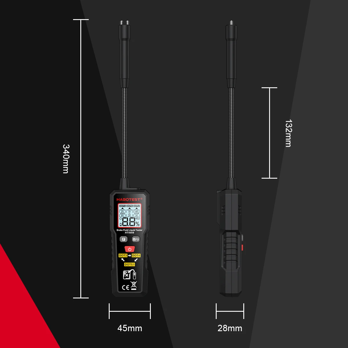 HABOTEST HT5009 Brake Fluid Liquid Tester Brake Oil Detecting Pen high-precision Automobile Fluid Content Detector