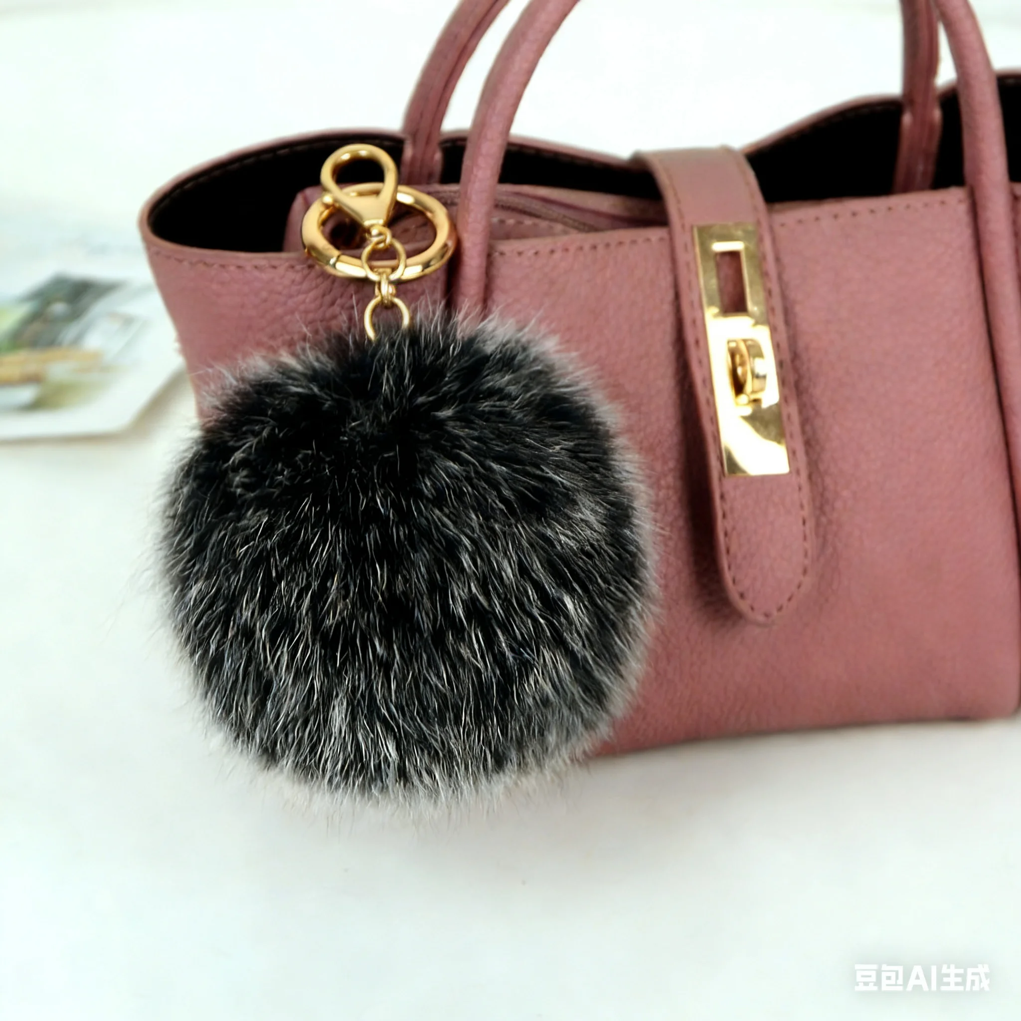 12cm/9cm 큰 크기 푹신한 진짜 여우 모피 공 PomPom 모피 키 체인 금속 반지 펜던트 가방 여성을위한 매력 F314