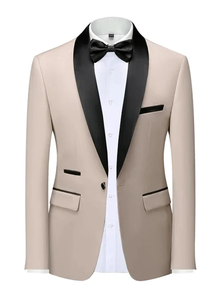 EU-Größe XXS-3XL Herren Schwarzer Slim-Fit Smoking-Jackett Eleganter Satin-Revers-Blazer für Hochzeit Party Abschlussball Formelle Geschäftsveranstaltungen – Detail 2