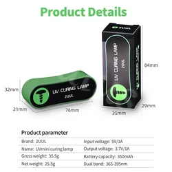 Dual Band Mini UV Curing Lamp, Fast & Efficient, Wireless Use, Suitable for Shadowless and UV Optical Glue (SC08)